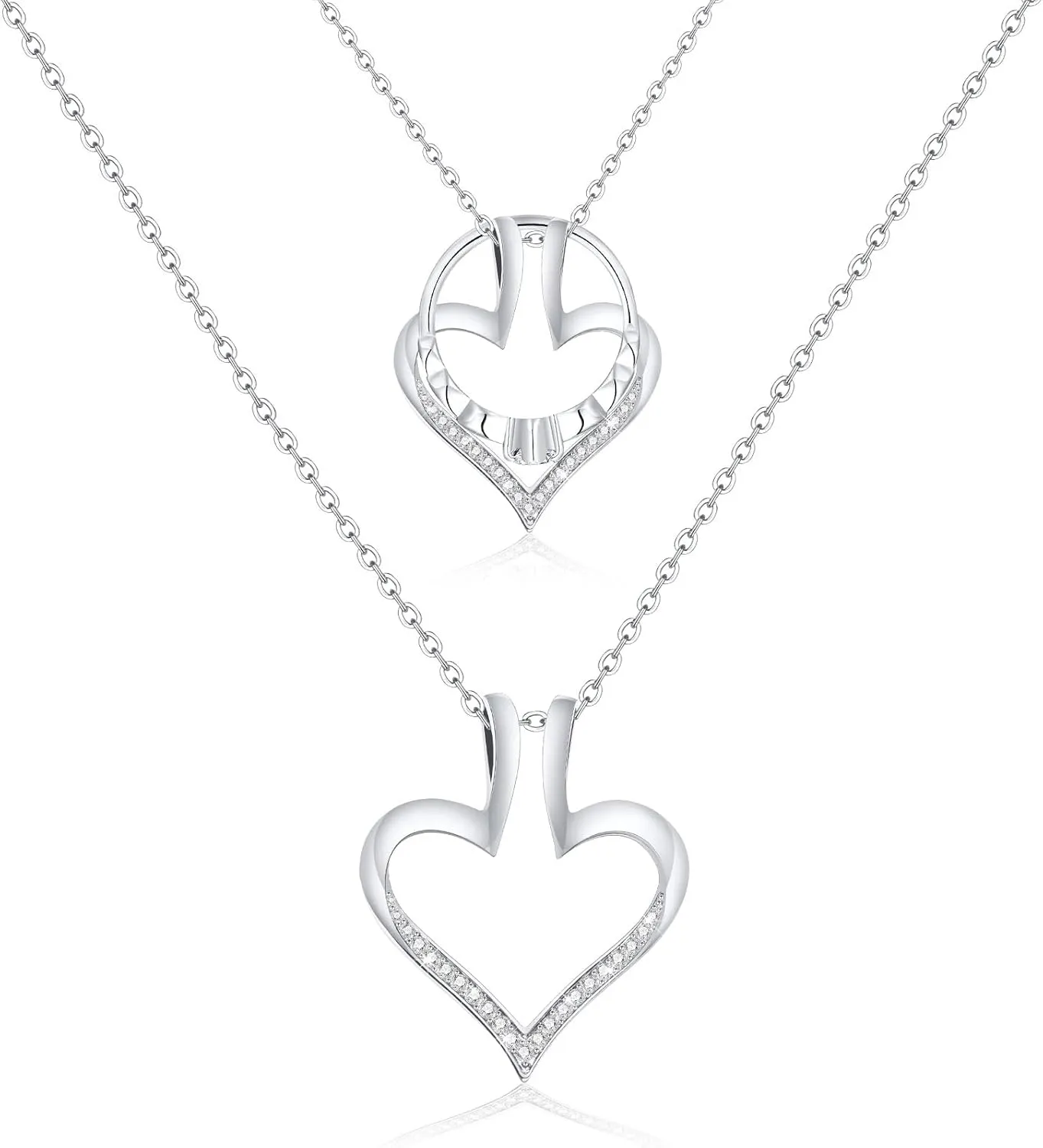 Ring Holder Necklace for Women - Silver Cubic Zirconia Heart Ring Keeper Necklaces for Women Men,Non-tarnish Wedding Engagement Ring Holder Necklace,Necklace Jewelry for Women Wife Nurse Doctor