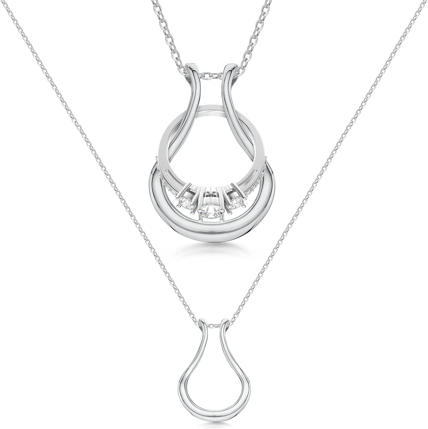 Ring Holder Necklace - Sterling Silver Ring Keeper Necklaces - Women & Men Wedding Ring Holder Necklace - Cute Necklace Jewelry for Women, Wife, Nurse, Doctor - Cute Ring Necklace Holder