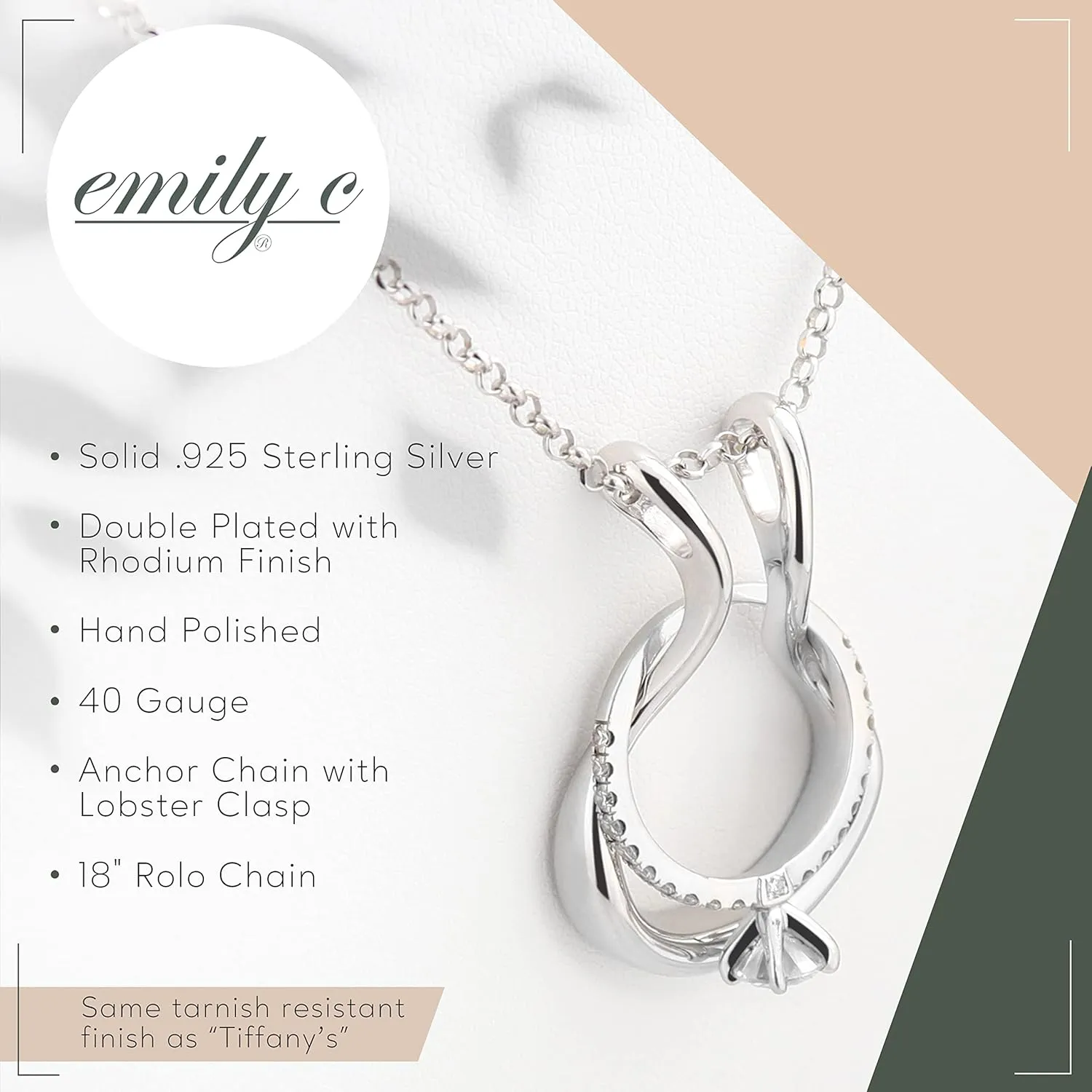 Ring Holder Necklace - Sterling Silver Ring Keeper Necklaces - Women & Men Wedding Ring Holder Necklace - Cute Necklace Jewelry for Women, Wife, Nurse, Doctor - Cute Ring Necklace Holder