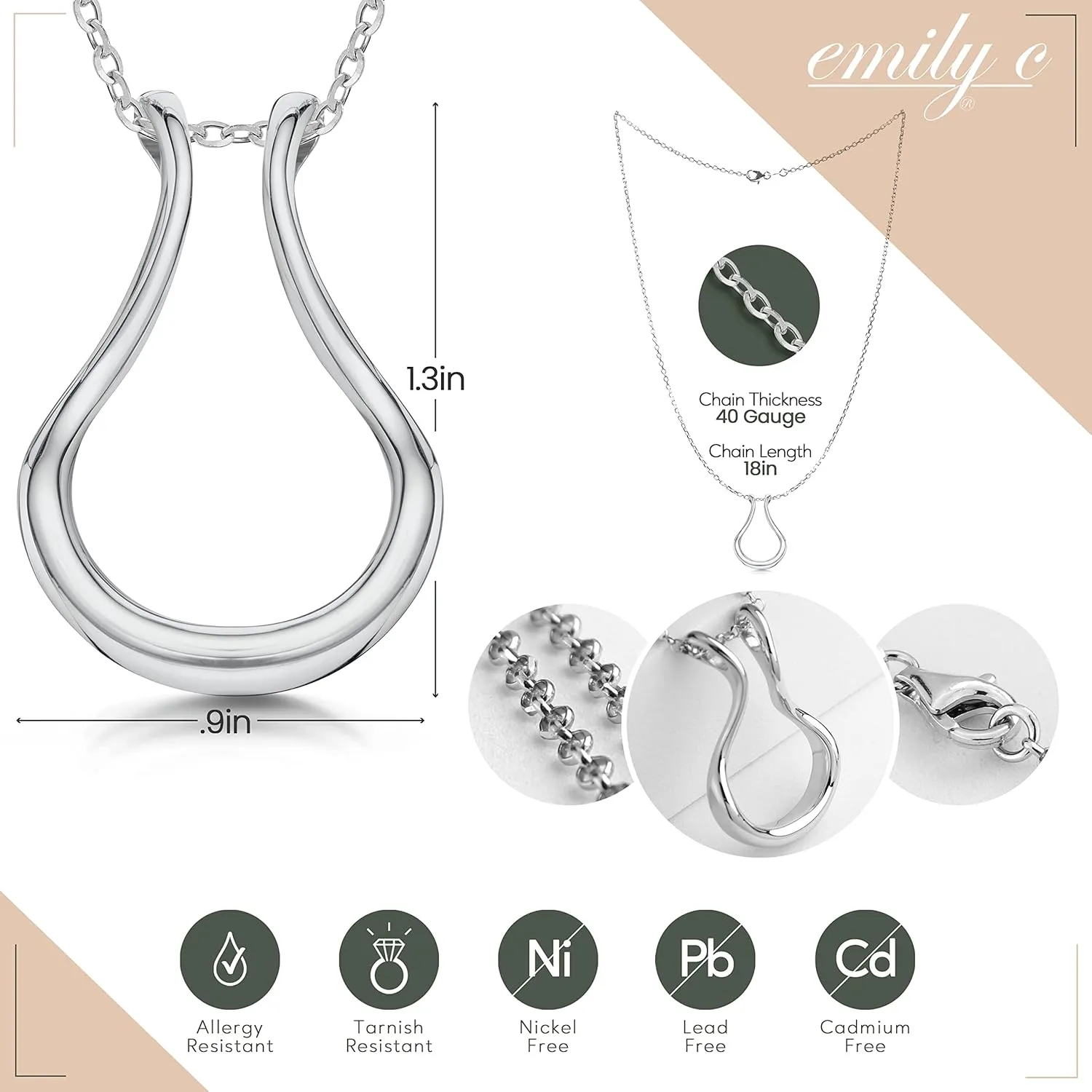 Ring Holder Necklace - Sterling Silver Ring Keeper Necklaces - Women & Men Wedding Ring Holder Necklace - Cute Necklace Jewelry for Women, Wife, Nurse, Doctor - Cute Ring Necklace Holder