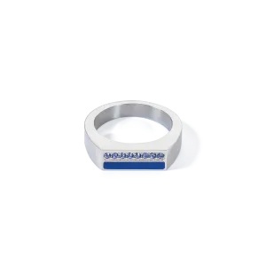 Ring Square Stripes silver-blue