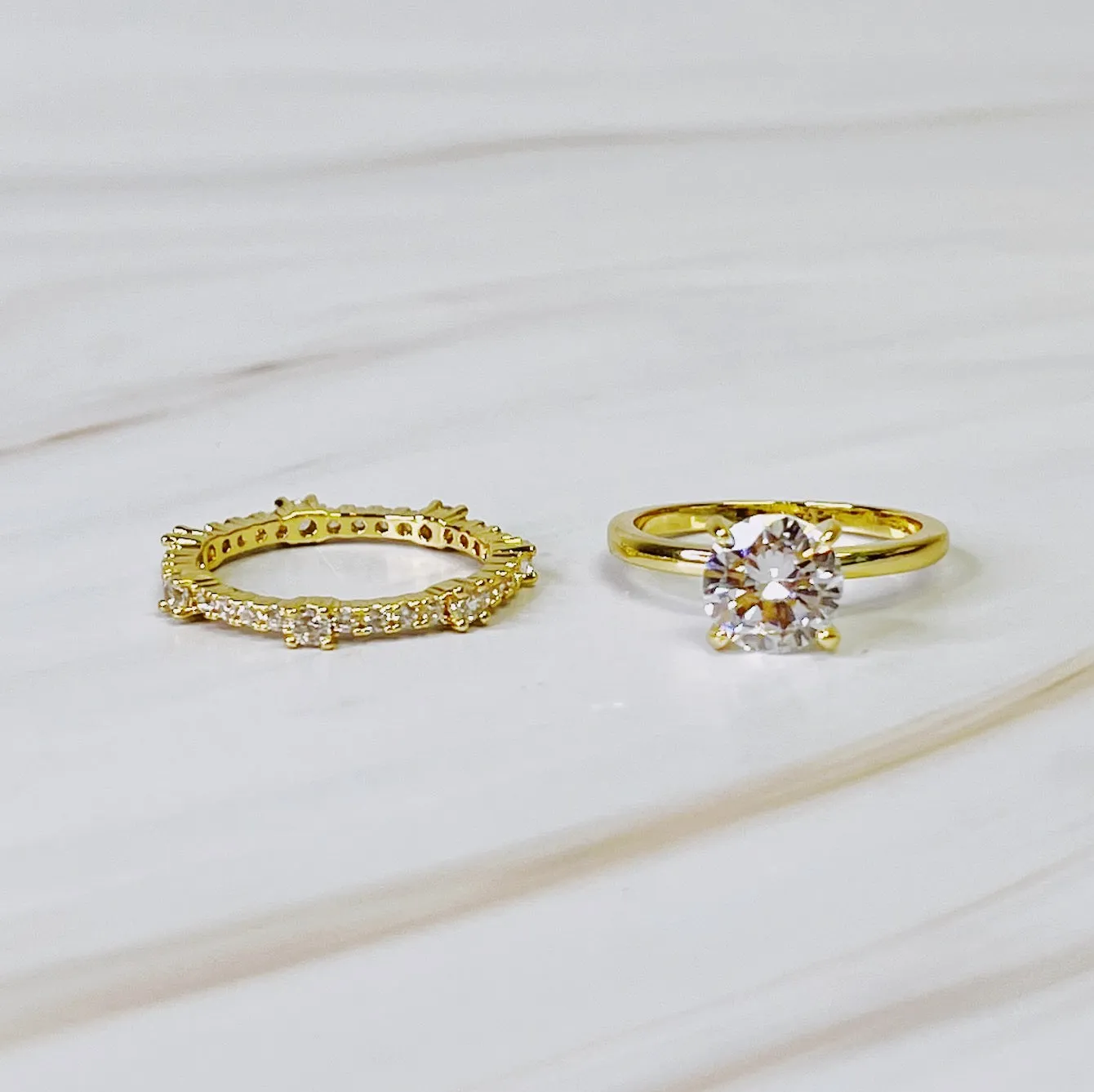 Romantic Round Cut Solitaire Ring Set Of 2