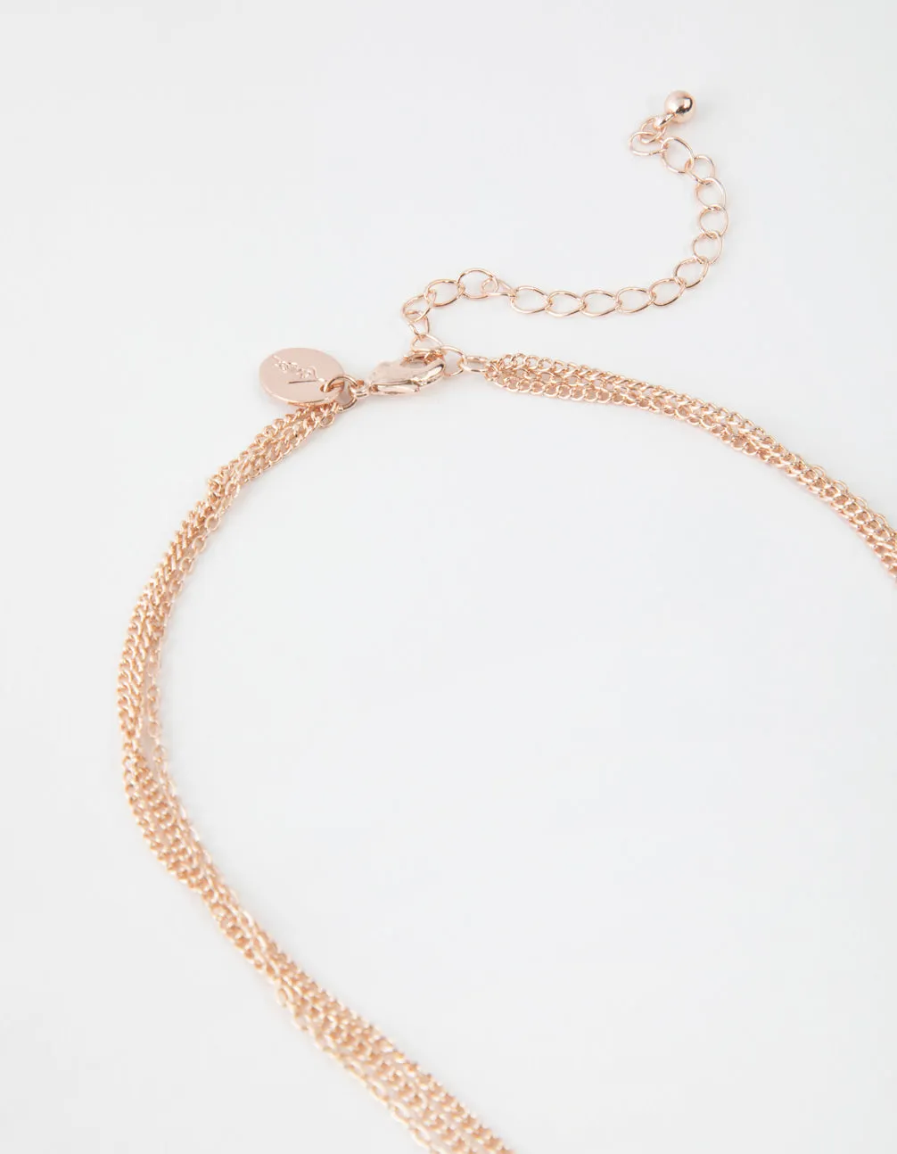 Rose Gold Short Diamante Moon 3-Row Necklace