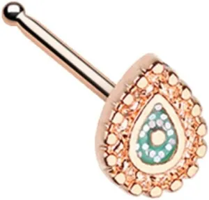 Rose Gold Sparkling Ornate Teardrop WildKlass Nose Stud Ring