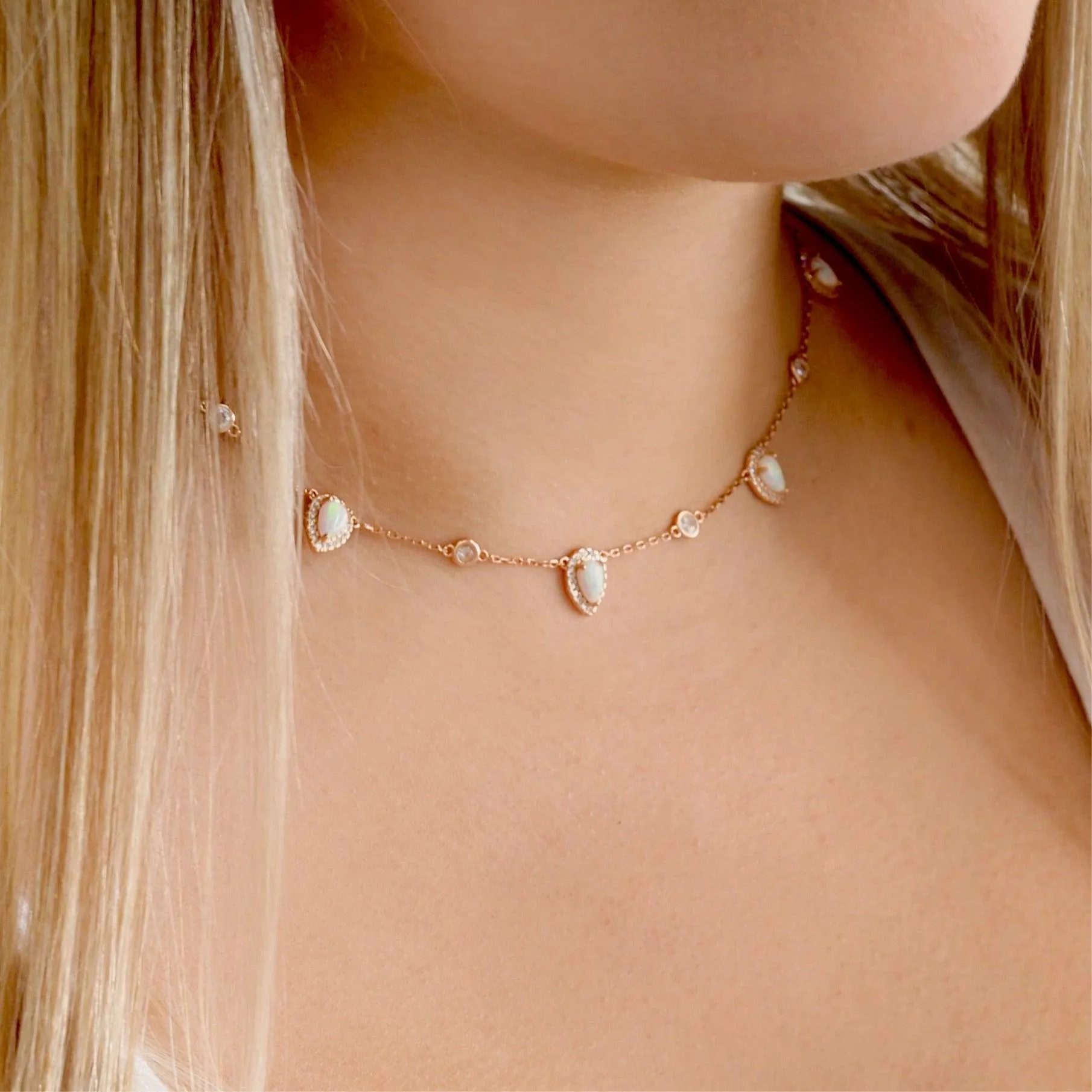 Rose Gold Stardust Opal Necklace