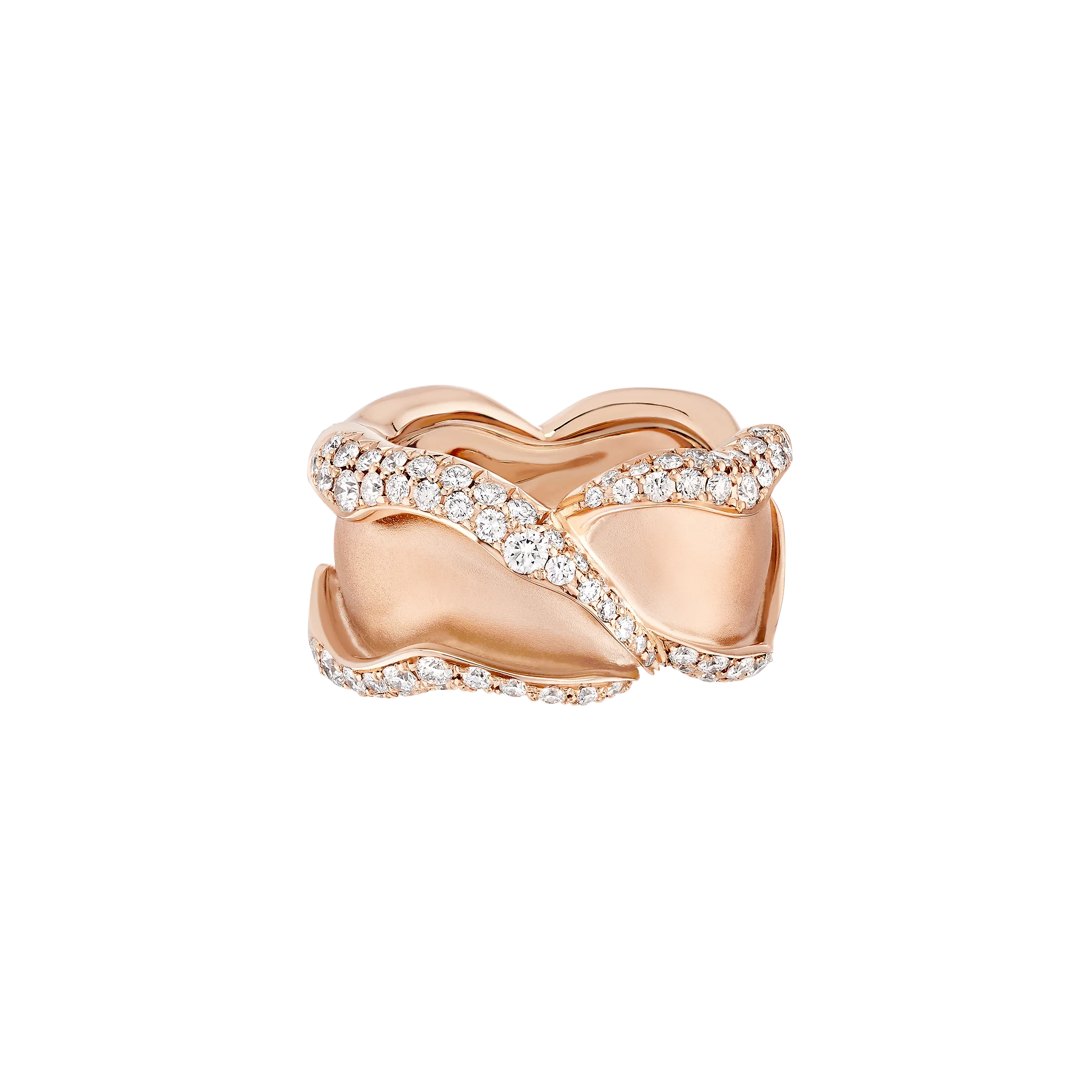 Rose of Hope - Satin White Gold and Diamond Petal Ring
