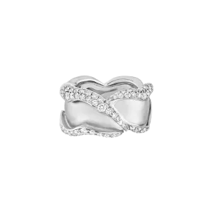 Rose of Hope - Satin White Gold and Diamond Petal Ring