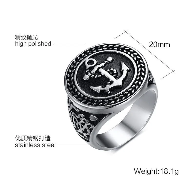 ROUND ANCHOR SIGNET RING
