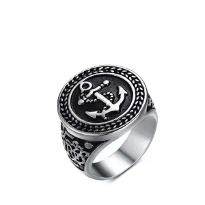ROUND ANCHOR SIGNET RING