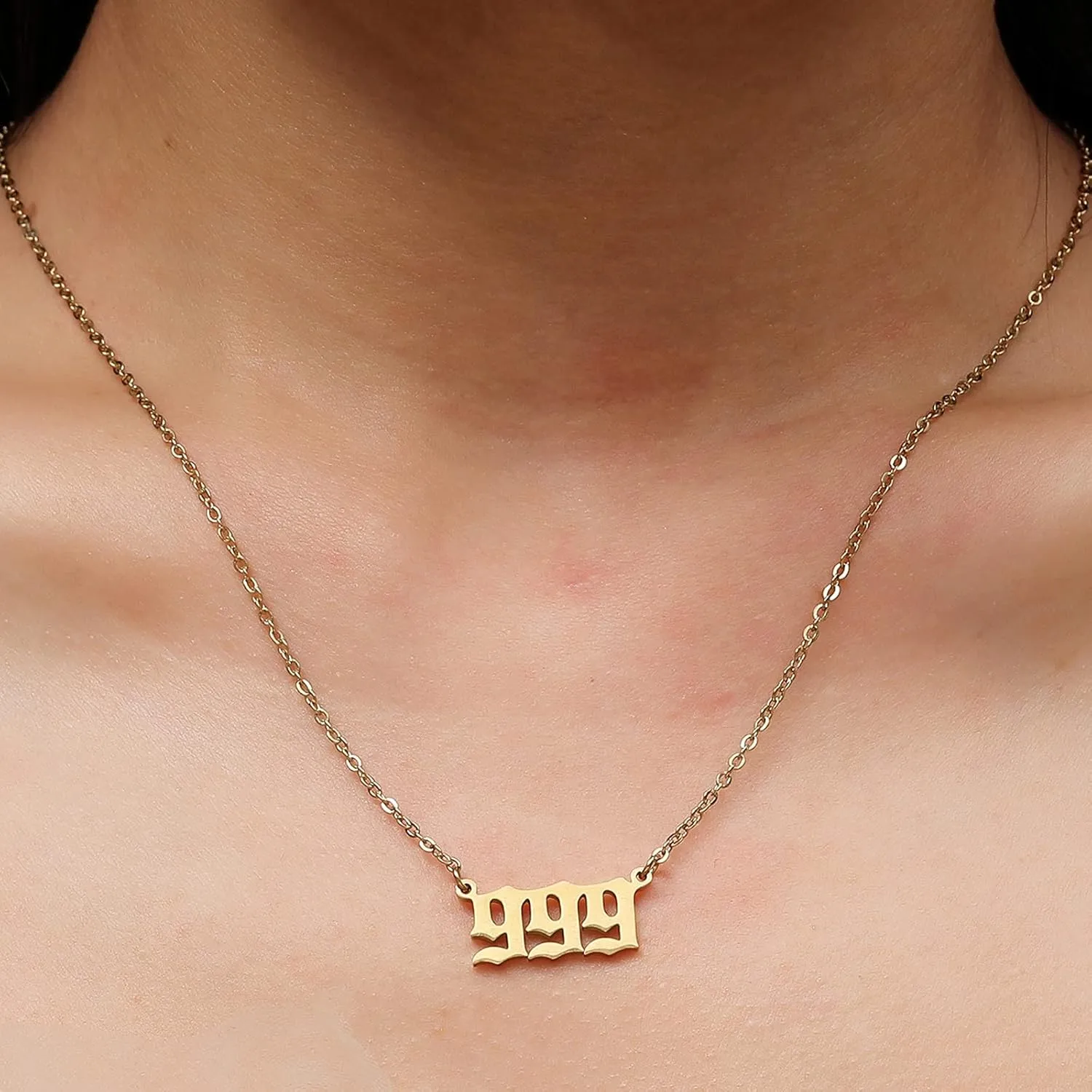 RWQIAN Angel Number Necklace For Women,Dainty Gold Plated Number 000 1111 111 222 333 444 555 666 777 888 999 Pendants Choker Chain Numerology Jewelry Necklace Gifts for Women Girls