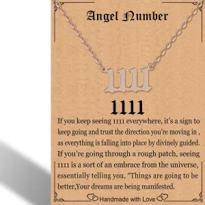 RWQIAN Angel Number Necklace For Women,Dainty Gold Plated Number 000 1111 111 222 333 444 555 666 777 888 999 Pendants Choker Chain Numerology Jewelry Necklace Gifts for Women Girls