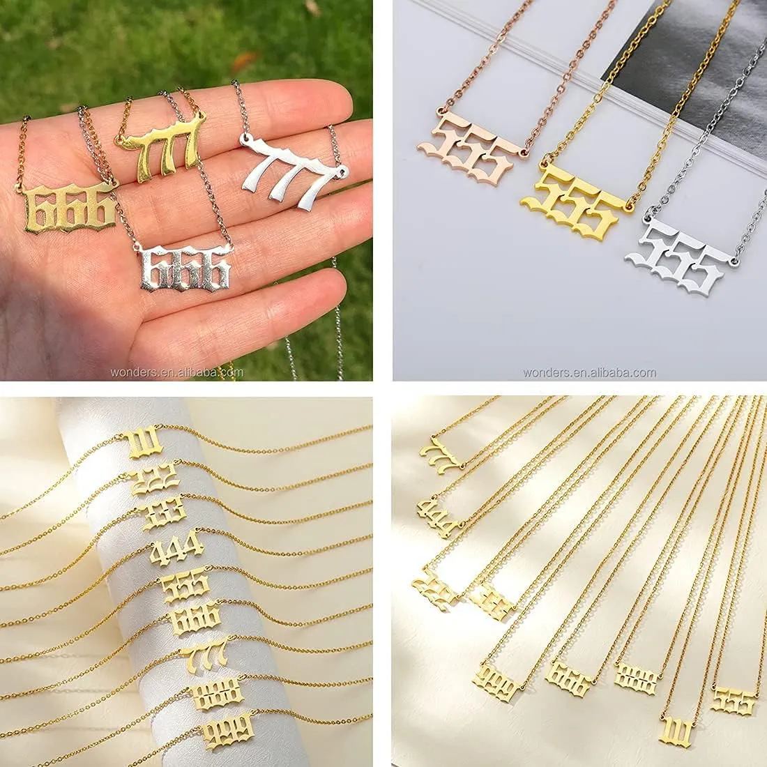 RWQIAN Angel Number Necklace For Women,Dainty Gold Plated Number 000 1111 111 222 333 444 555 666 777 888 999 Pendants Choker Chain Numerology Jewelry Necklace Gifts for Women Girls