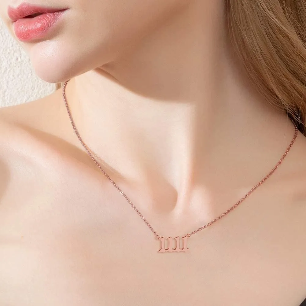 RWQIAN Angel Number Necklace For Women,Dainty Gold Plated Number 000 1111 111 222 333 444 555 666 777 888 999 Pendants Choker Chain Numerology Jewelry Necklace Gifts for Women Girls