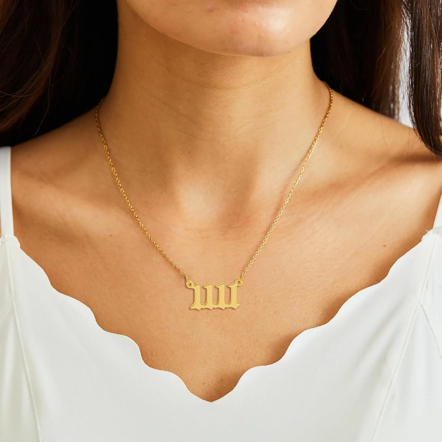 RWQIAN Angel Number Necklace For Women,Dainty Gold Plated Number 000 1111 111 222 333 444 555 666 777 888 999 Pendants Choker Chain Numerology Jewelry Necklace Gifts for Women Girls