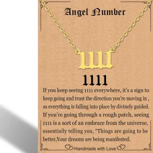 RWQIAN Angel Number Necklace For Women,Dainty Gold Plated Number 000 1111 111 222 333 444 555 666 777 888 999 Pendants Choker Chain Numerology Jewelry Necklace Gifts for Women Girls