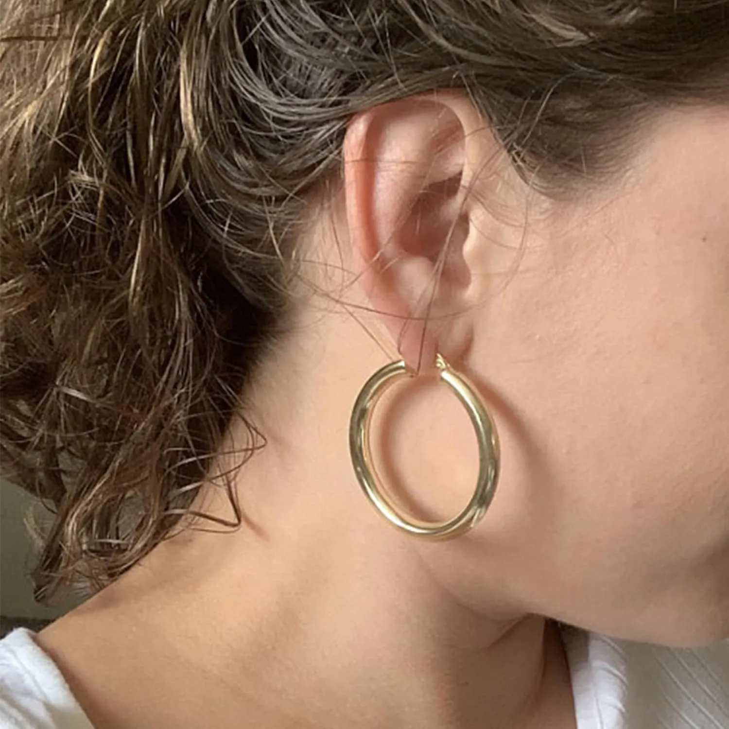 S925 Steling Silver Hoop Earrings For Women Thick Hoop Earrings Hollow Tube Hoops Earrings Lightweight Big Hoop Earrings Hypoallergenic Large Earrings 32MM/40MM/50MM