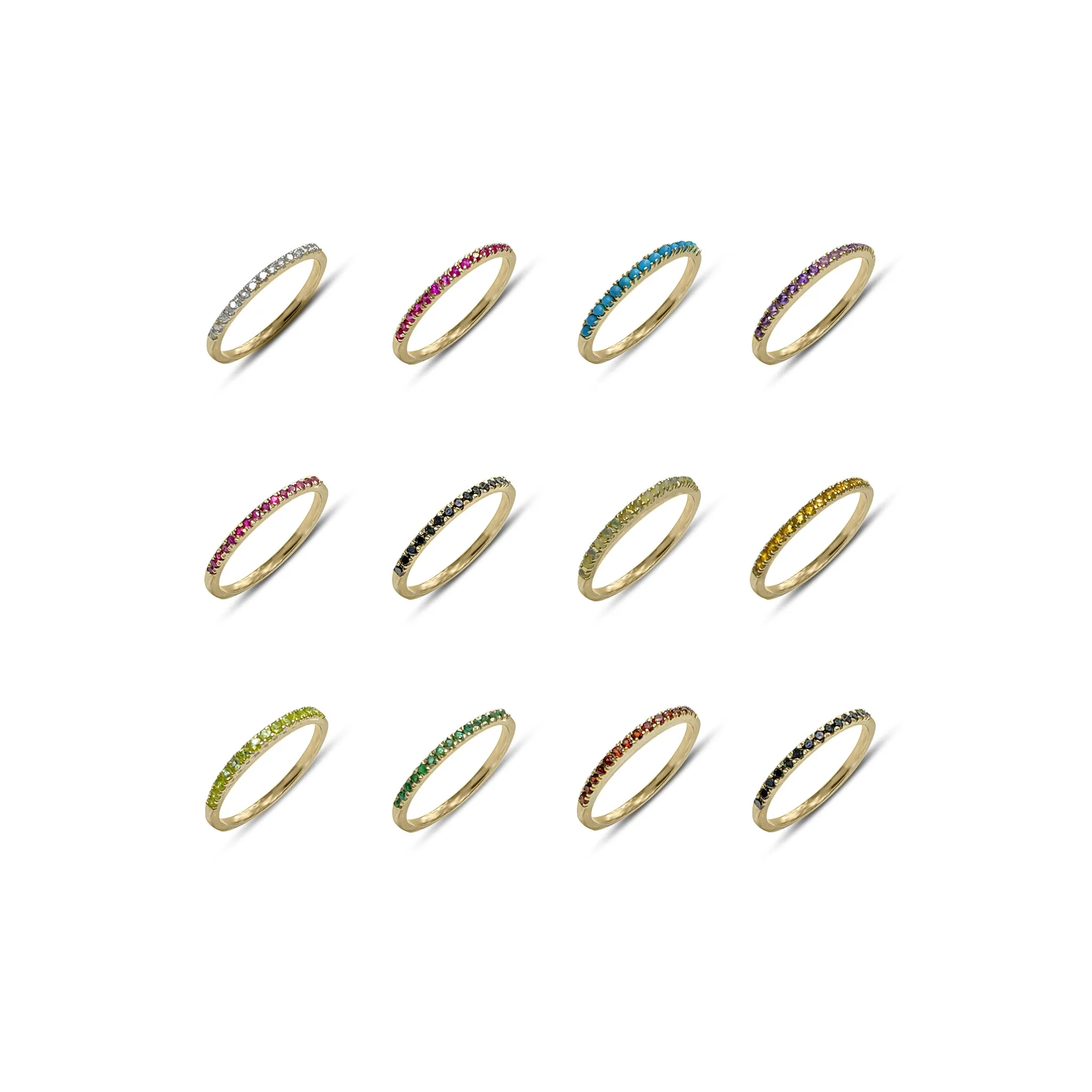 Sana, Half Eternity Black Diamond Ring, 14k Yellow Gold