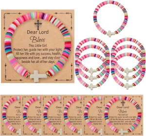 Sanyaa 12 Pcs First Communion Bracelets, Cross Religious Baptism Confirmation Favor Gifts