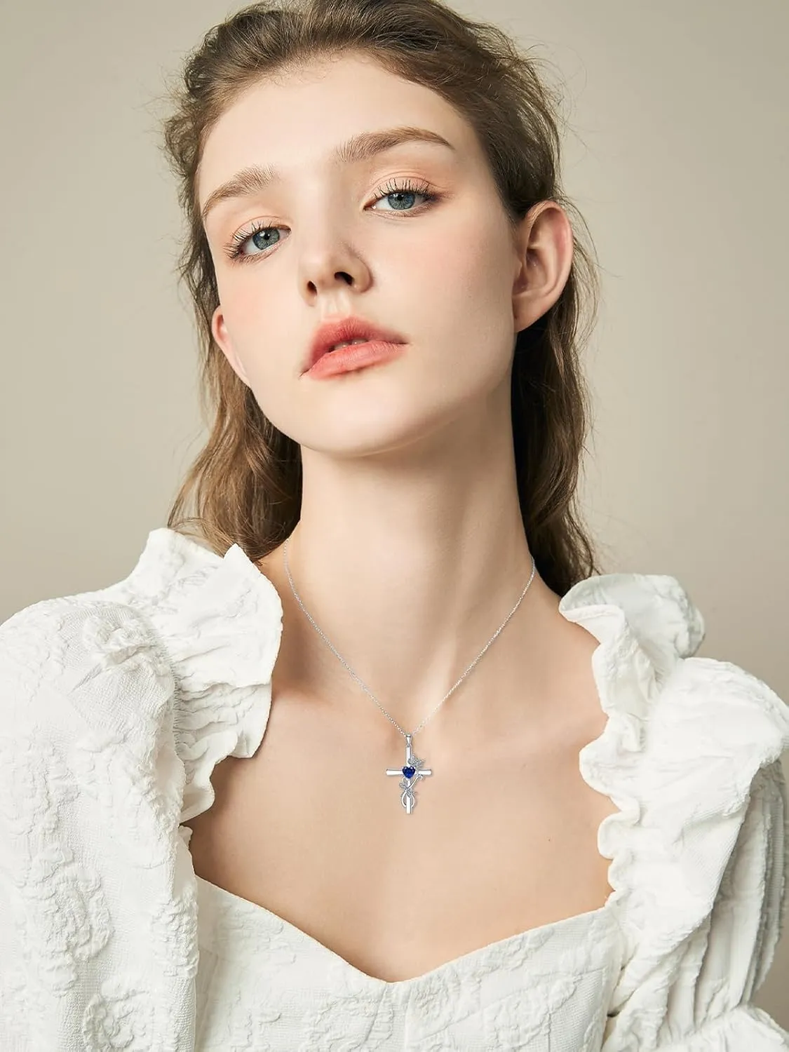 Seiyang Dragonfly Cross Necklace 925 Sterling Silver Dragonfly Pendant with Heart Birthstone Cross Necklace Dragonfly Jewelry Gift for Women