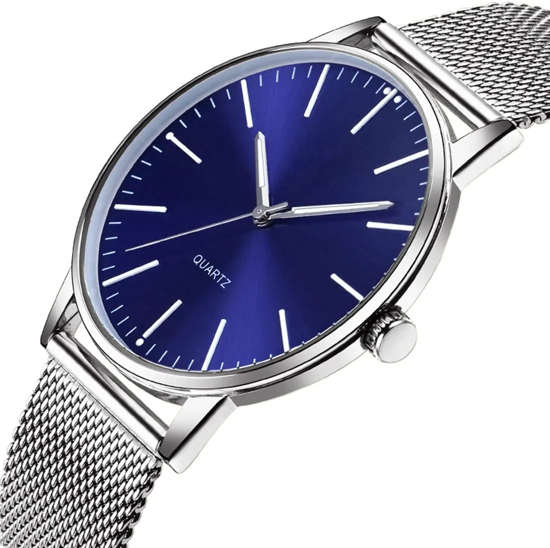 SENRUD Men's Watch Ultra-Thin Minimalist Stainless Steel Mesh Strap Fashion Casual Waterproof Wrist Watch for Men