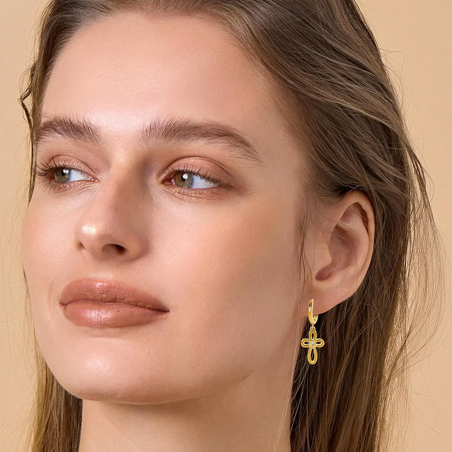 Shield Armor of God Scorpion Bow-knot Dangle Hoop Earrings for Women, Cubic Zirconia Huggie Hoop Earrings Cross Cuff Earrings Tiny God Lords Prayer Religious Jewelry Gift Necklace for Teen
