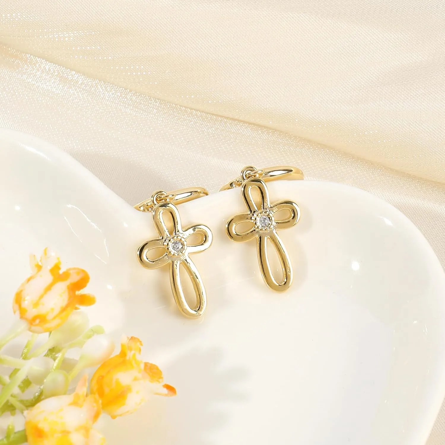 Shield Armor of God Scorpion Bow-knot Dangle Hoop Earrings for Women, Cubic Zirconia Huggie Hoop Earrings Cross Cuff Earrings Tiny God Lords Prayer Religious Jewelry Gift Necklace for Teen