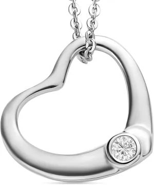 SHOP LC DELIVERING JOY Moissanite 925 Sterling Silver Platinum Plated Heart Pendant Necklace for Women Jewelry Birthday Gifts for Women Size 20" Ct 0.04 Birthday Gifts