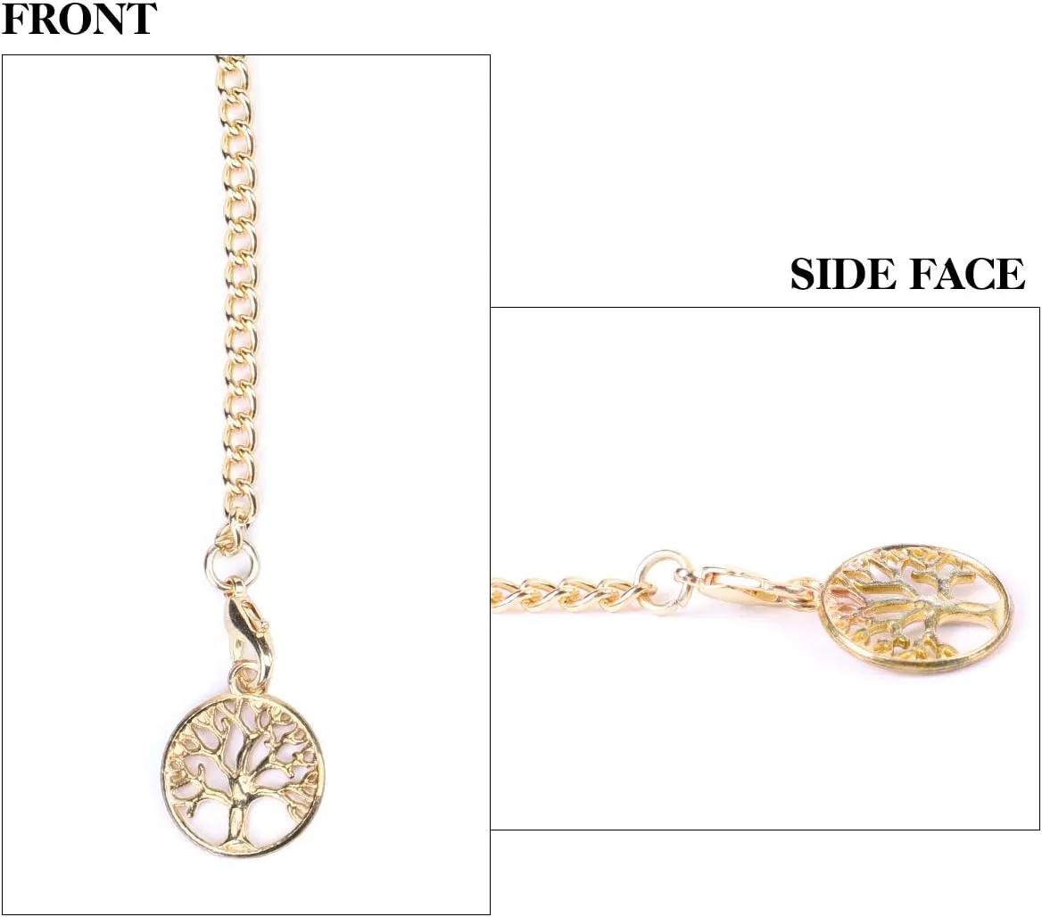 SIBOSUN Pocket Watch with Albert Chain, T Bar & Lobster Clasps, Curb Link Chain, 2 Hooks, Antique Life Tree Pendant Design Charm Fob