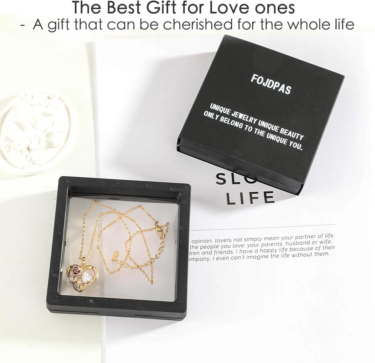 Silver 14k Gold Plated Rose Gold Diamond Pendant Necklace for Women Valentines Day Christmas Gifts for Mom Wife Girlfriend Diamond Trendy Necklace for Women