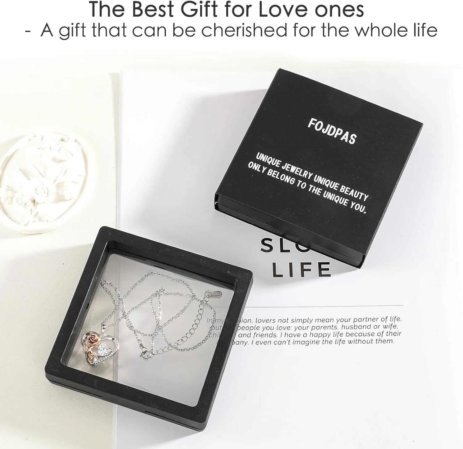 Silver 14k Gold Plated Rose Gold Diamond Pendant Necklace for Women Valentines Day Christmas Gifts for Mom Wife Girlfriend Diamond Trendy Necklace for Women