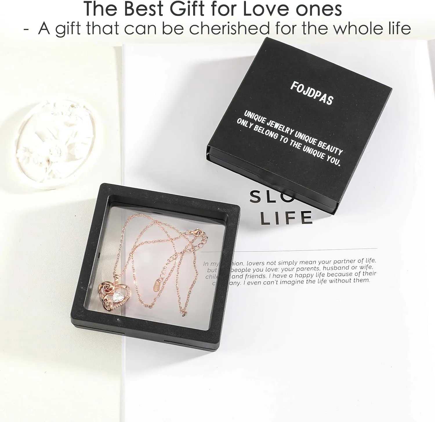 Silver 14k Gold Plated Rose Gold Diamond Pendant Necklace for Women Valentines Day Christmas Gifts for Mom Wife Girlfriend Diamond Trendy Necklace for Women