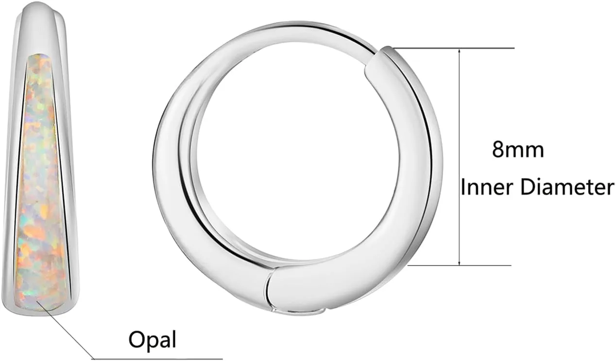 Silver & Gold Earrings for Women Trendy Opal Huggie Earrings Small Gold Hoop Earring 14k Gold Plated Opal Jewelry Birthday Gifts for Women Mom Her