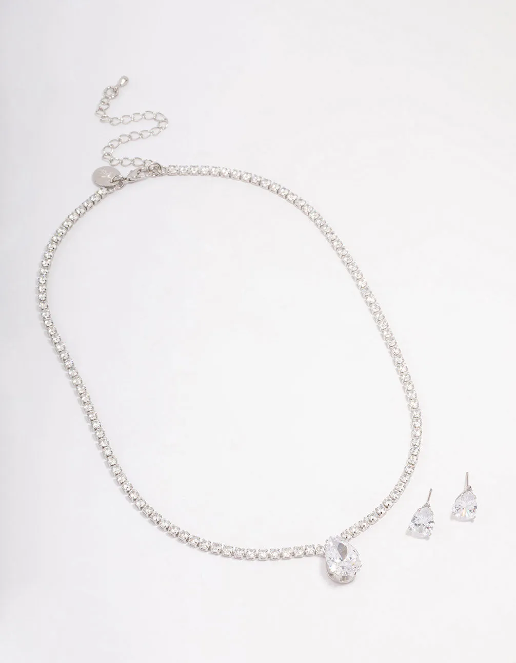 Silver Cubic Zirconia Teardrop Jewellery Set