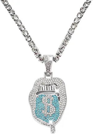 Silver Iced Out Diamond Tennis Chain Necklace for Men Women, Rhinestone Tennis Necklaces for Women and Teens, Tennis and Cuban Link Chains 22 Inches