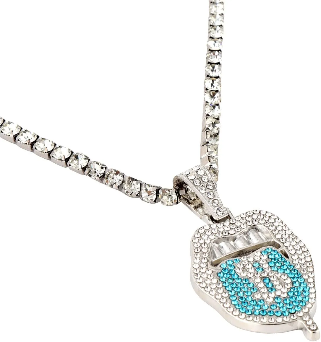 Silver Iced Out Diamond Tennis Chain Necklace for Men Women, Rhinestone Tennis Necklaces for Women and Teens, Tennis and Cuban Link Chains 22 Inches