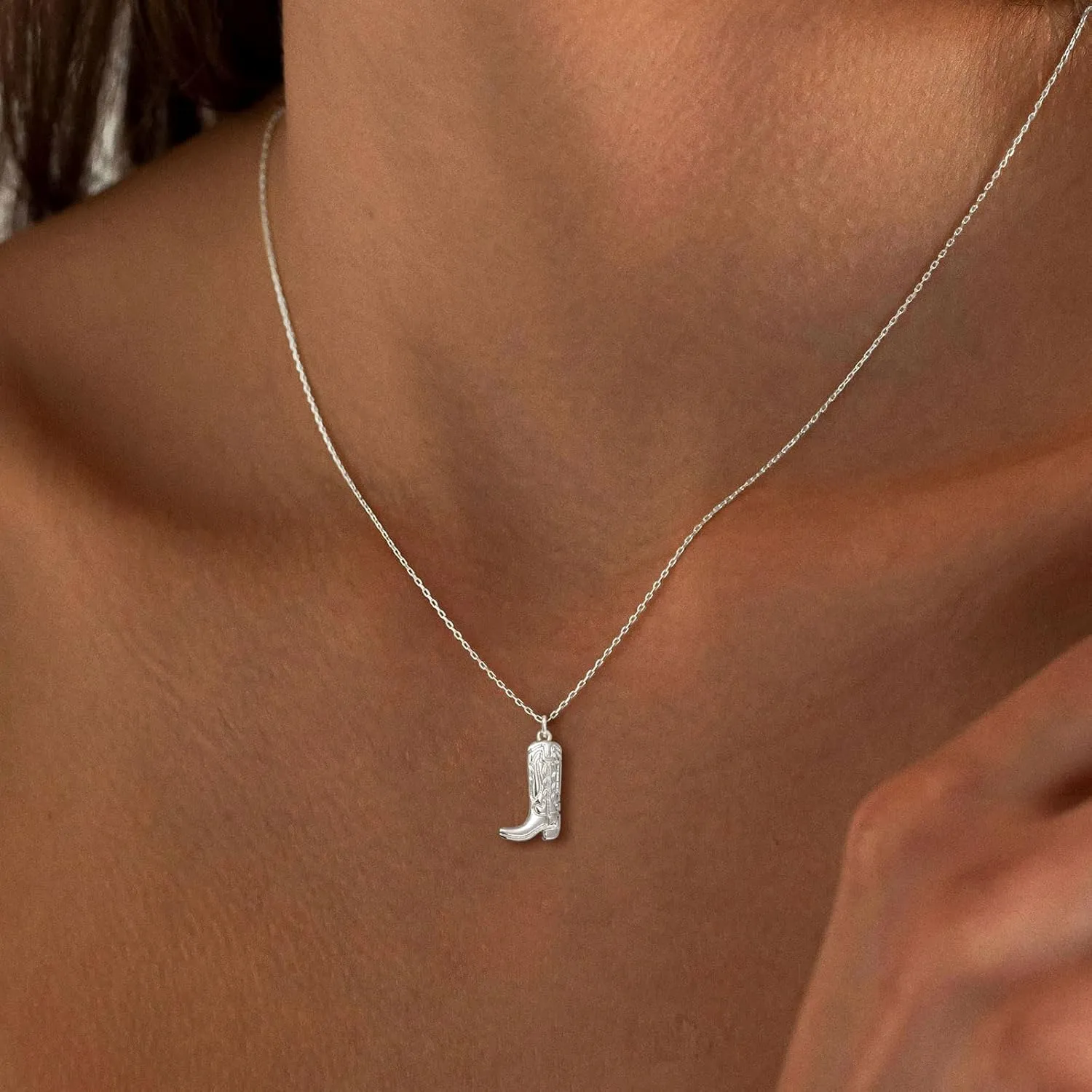 Silver Necklace for Women, 14K White Gold Plated Dainty Infinity Bead Star of David Starfish Sun Hummingbird Butterfly Flower Palm Tree Plane Sunflower Pendant Necklaces Simple Jewelry