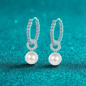 Silver Pearl Moissanite Earrings
