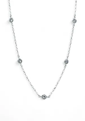 Silver Plated Chain With Bezel Set CZs Necklace