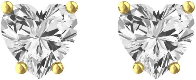 Silver Smile - Sterling Silver Cubic Zirconia Heart Stud Earrings (5mm) |Studs Earring with Screw Back in Multiple Colors |Hypoallergenic Earrings |For Birthday and Aniversary Gift For Her