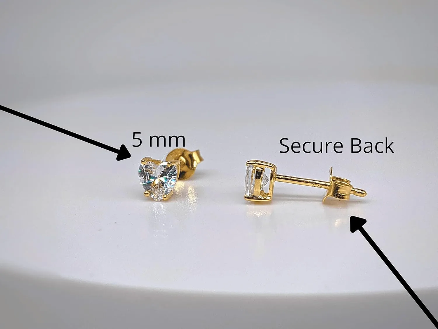 Silver Smile - Sterling Silver Cubic Zirconia Heart Stud Earrings (5mm) |Studs Earring with Screw Back in Multiple Colors |Hypoallergenic Earrings |For Birthday and Aniversary Gift For Her