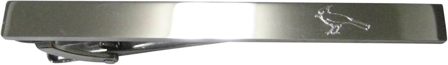 Silver Toned Sleek Etched Cardinal Bird Tie Clip