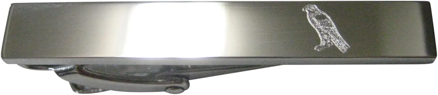 Silver Toned Sleek Etched Falcon Bird Skinny Tie Clip