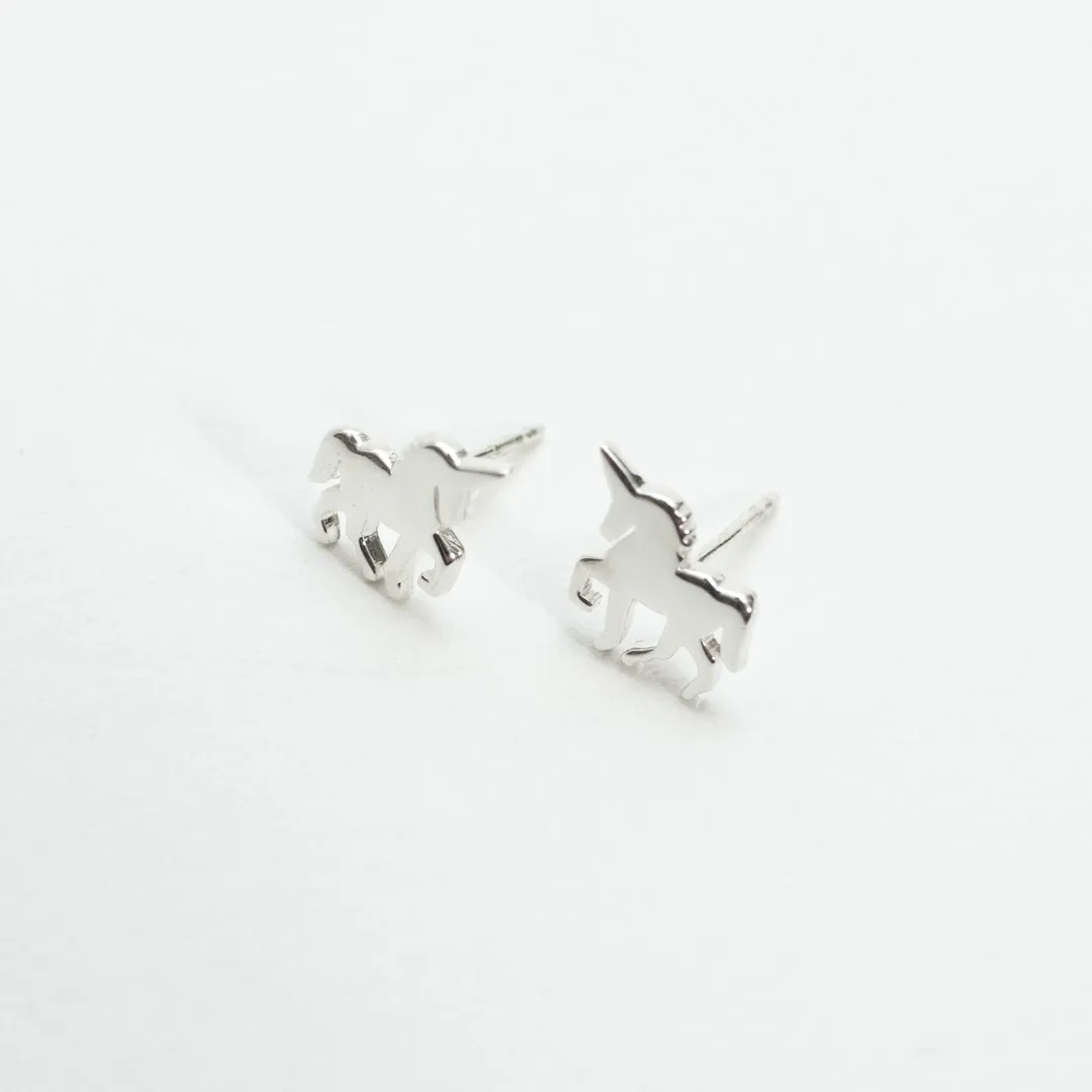 Silver Unicorn Studs