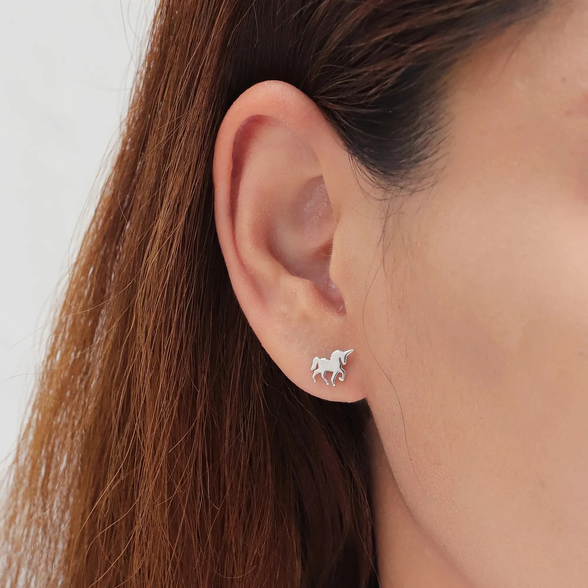Silver Unicorn Studs