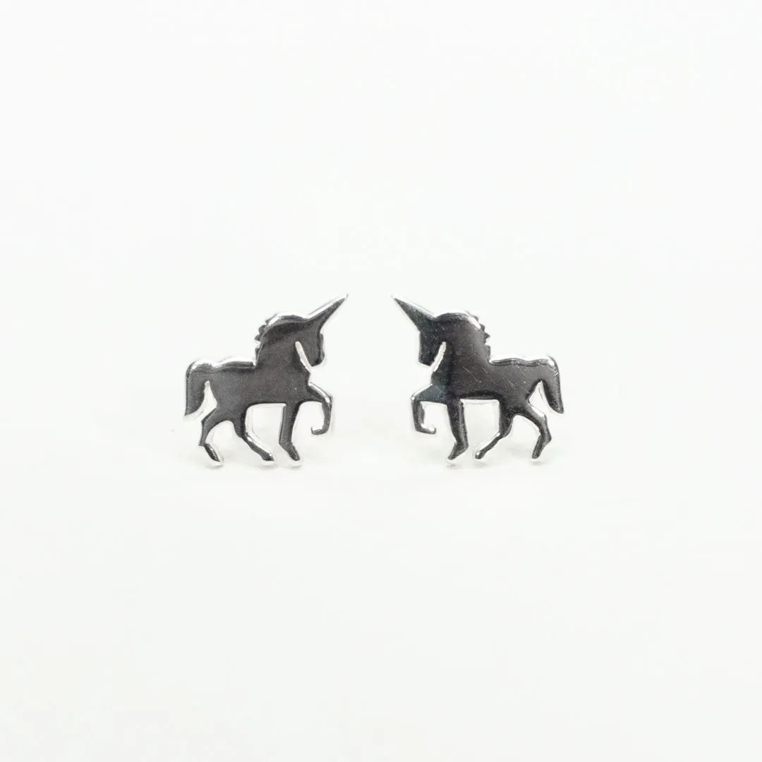 Silver Unicorn Studs