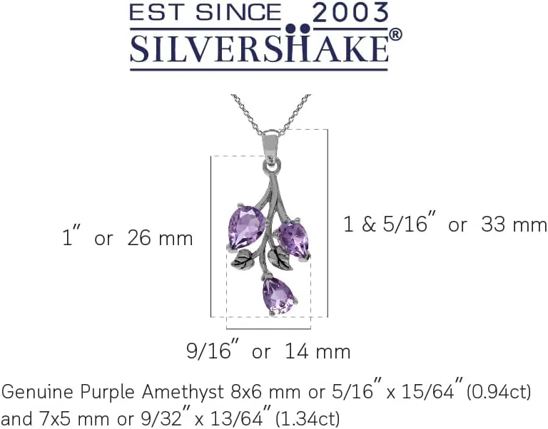 Silvershake Pear Shape Birthstone Gemstone Antique Finishing 925 Sterling Silver Leaf Vintage Inspired Pendant with 18 Inch Chain Necklace Jewelry for Women