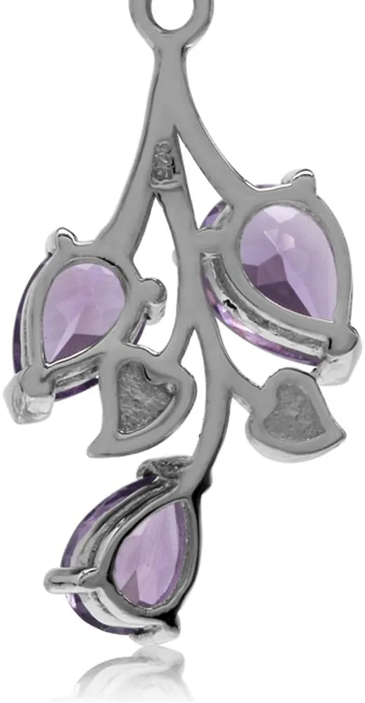 Silvershake Pear Shape Birthstone Gemstone Antique Finishing 925 Sterling Silver Leaf Vintage Inspired Pendant with 18 Inch Chain Necklace Jewelry for Women