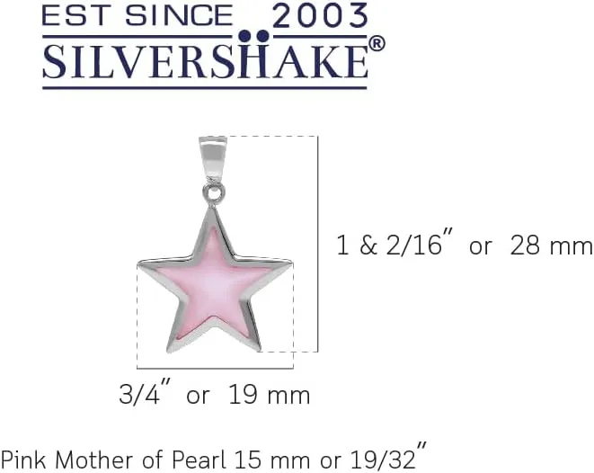 Silvershake Star Shape Inlay White Gold Plated or 18K Yellow Gold Plated 925 Sterling Silver Five Point Star Small Size Pendant Jewelry for Teens or Women