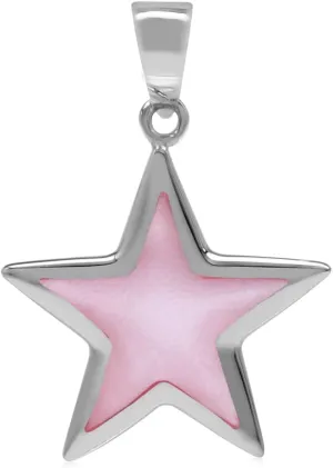 Silvershake Star Shape Inlay White Gold Plated or 18K Yellow Gold Plated 925 Sterling Silver Five Point Star Small Size Pendant Jewelry for Teens or Women