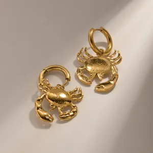 SISSLIA 2024 New High Quality Titanium Steel 18k Gold Crab Pendant Earrings for Women